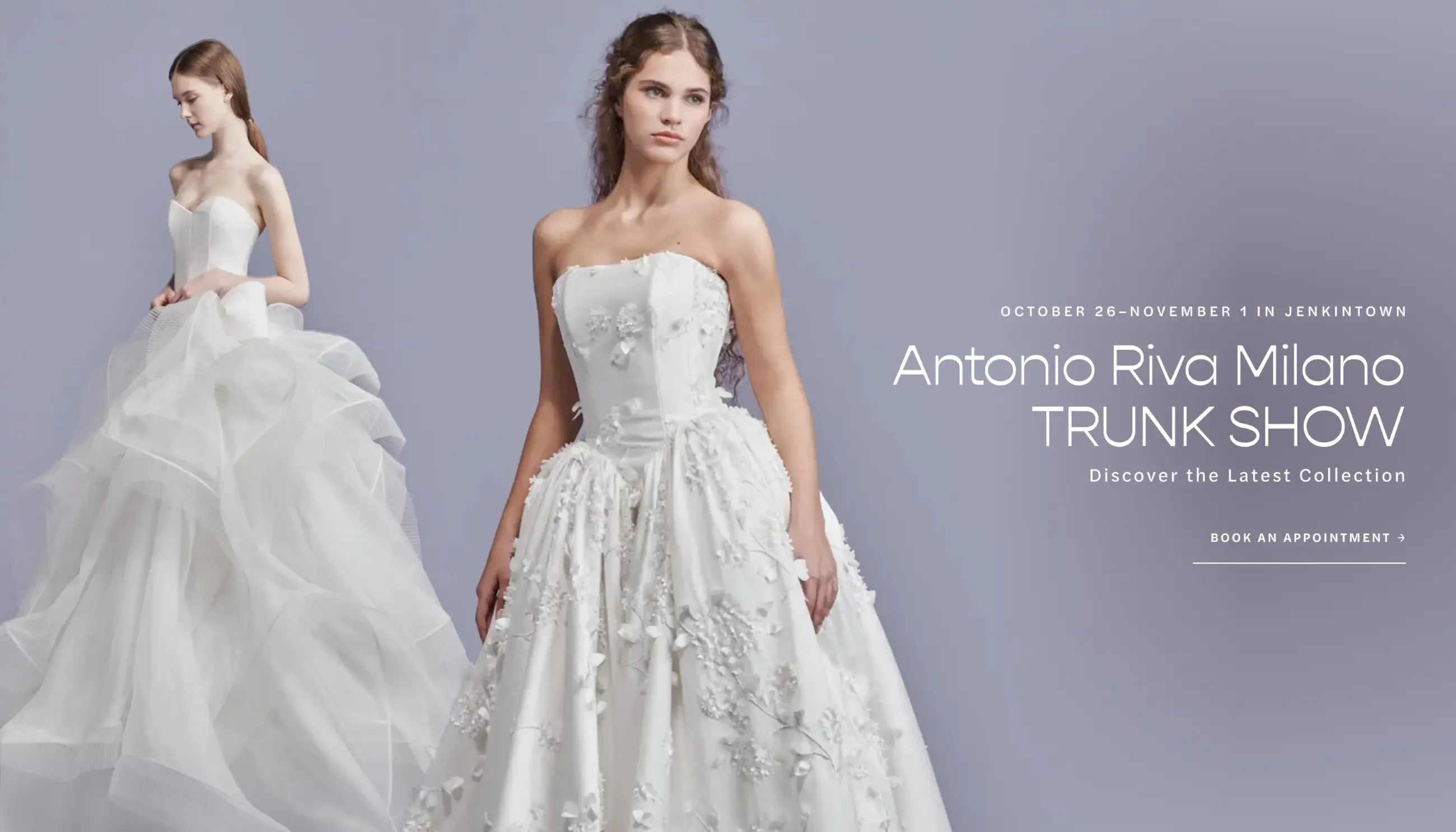Antonia Riva Milano Trunk Show Banner for Desktop